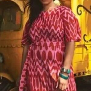 Eloquii Asymmetrical Dress in Pink and Red